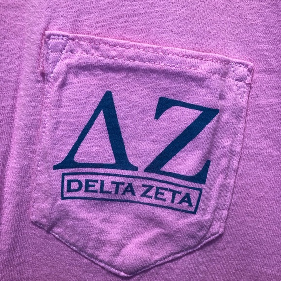 Pink and Blue Delta Zeta Pocket Tee - Picture 4 of 8